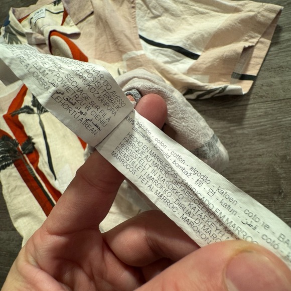 Zara Shirt Mens Large Camp Button Knit Resort Vacation‎ Camp Collar Beach Costal - Picture 4 of 8